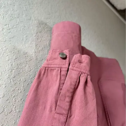 Avec Les Filles Pink Coverall Denim 3/4 Snap Front Patch Pocket Dress Size S