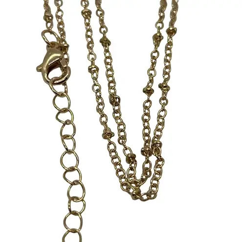 Gold Plated Leaf Pendant Necklace With Adjustable Chain Lobster Clasp 29" Long