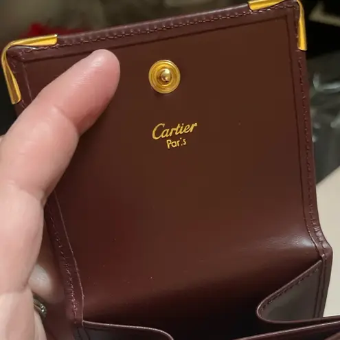 Cartier Authentic Rare Vintage Maroon Coin Pouch / Change Purse