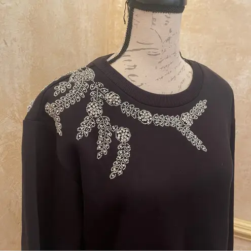 Cupcakes & Cashmere Embellished Rhinestones Sweatshirt in Jersey Black Sz M Size M