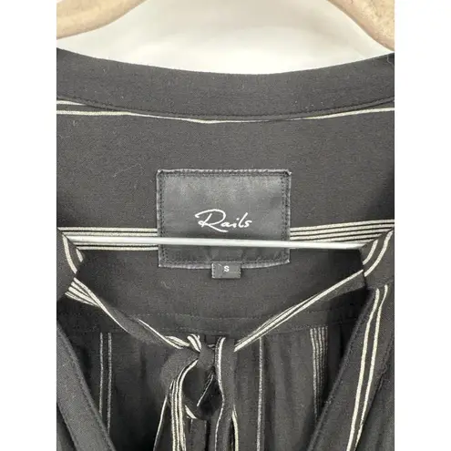 Rails Striped Stephanie Shirt Dress Women Small Black Button Front Long Sleeve