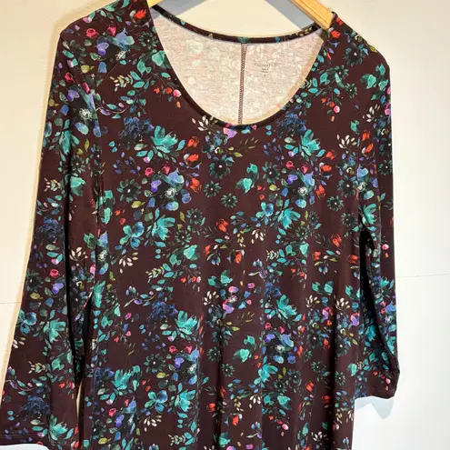 Garnet Hill Dark Floral Jersey Knit Dress - size Medium