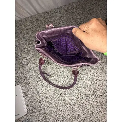 Brighton Vintage  Women's Purple Leather Shoulder Bag w/ Pleats & Side Pockets