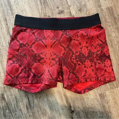 Lululemon  Red Shorts Size 10 Running Activewear Workout Biker What The Sport