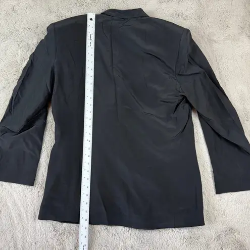 Omanti Silk Blazer Business Career Button Front Jacket Black Size 12