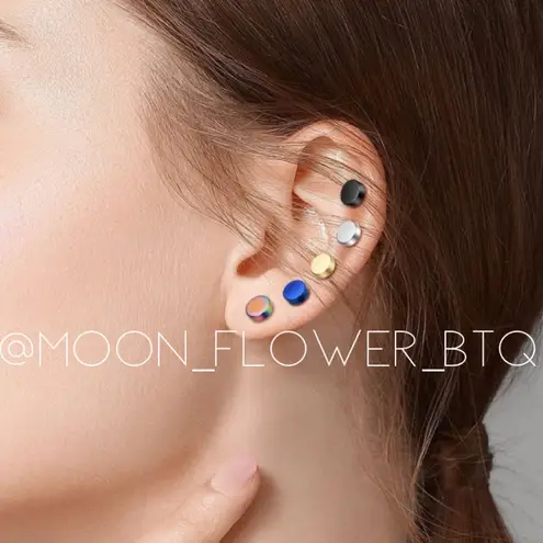 Rainbow Stainless Steel Flat Barbell Earrings 6mm Purple