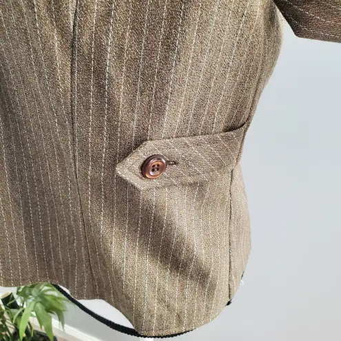 R.Q.T Striped Cuffed Ankle Pants Suit 8 Brown