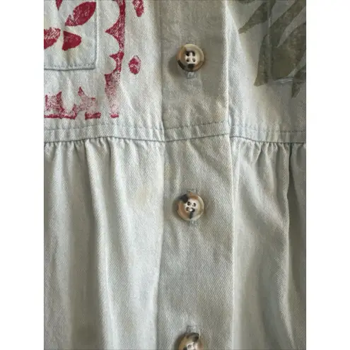 Vtg 1990's VC TORIAS Hand Painted Floral Art To Wear Denim Maxi Dress OS Teacher Size undefined