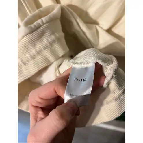 Nap Drawstring Hem Cotton Oversized Pocket Sweatshirt Beige/tan Womens Size L Size L