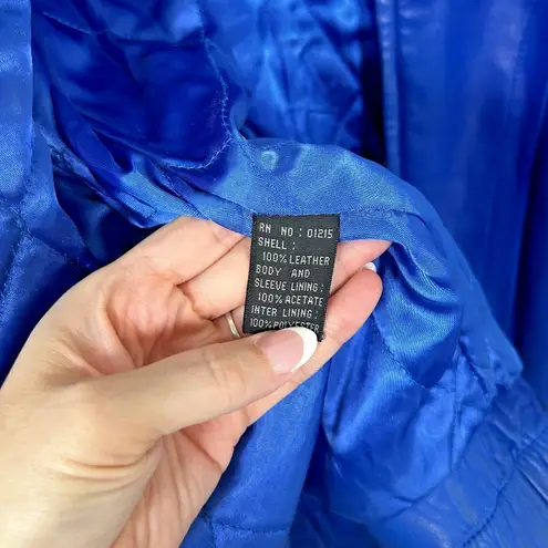 Andrew Marc Vintage 80's Electric Blue 100% Genuine Leather Jacket Womens Medium - Image 9