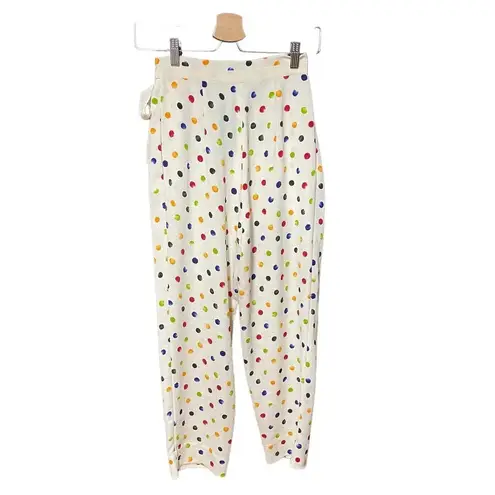 Anna October Trouser Pants Cropped Polka Dot Print Rainbow Multicolor Size XS White