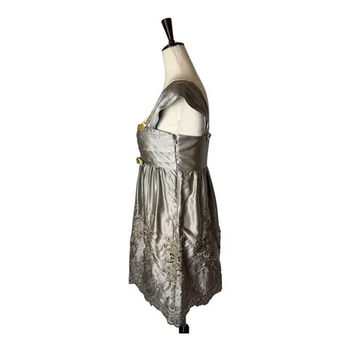 Yoana Baraschi Dress Women 4 Gray Gold Silk Embroidered Cocktail Party Boho