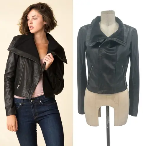 Veda Max Classic Leather Jacket Black Motorcycle Moto Size