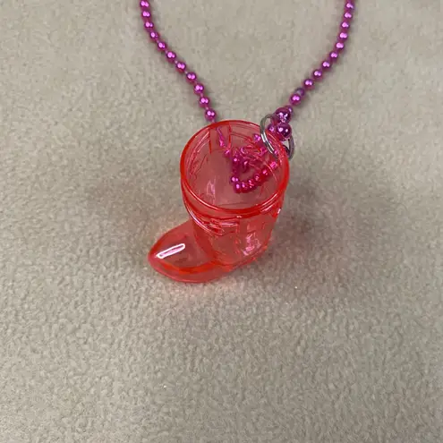 Pink Cowboy Boot Charm Necklace Fun Fiesta Party Accessory Plastic Shot Glass
