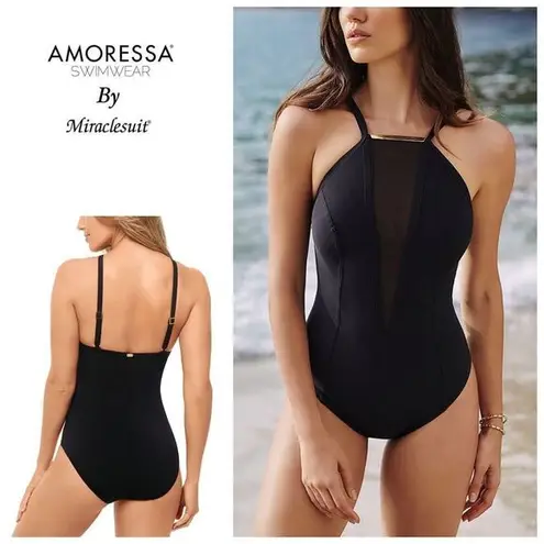 MiracleSuit New. Amoressa by  black swimsuit. Sz 8.