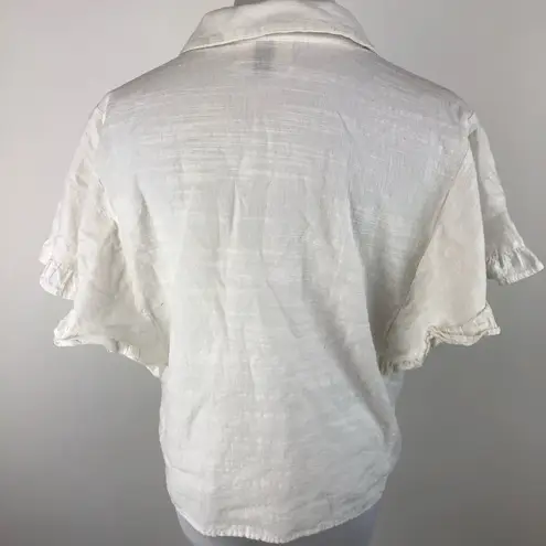 Universal Threads Universal Thread M White Ruffle Sleeve Button Down