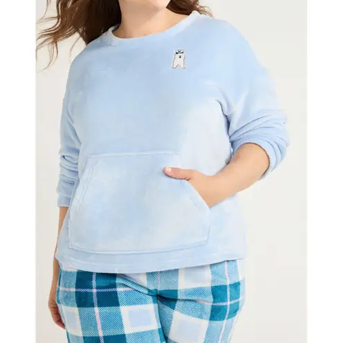 Joyspun Womens Pajama Set Size 2X Blue Cloud Crew Neck Plush 2