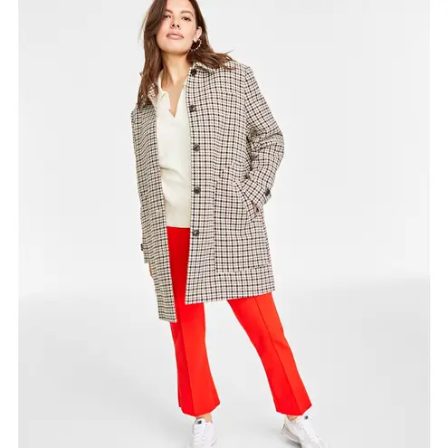 Women’s Checkered Car Coat On 34th Macy’s size XXL Tan Cream Brown Black