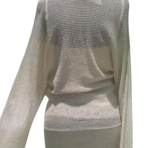 Cache  Gold Knit Metallic Peek A Boo Faux Wrap Top New Banded Bottom NWT $98