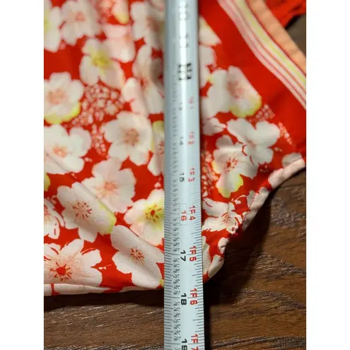 Lauren Conrad Floral S Sleeveless Top Strappy Back Boho Chic Neckline Orange