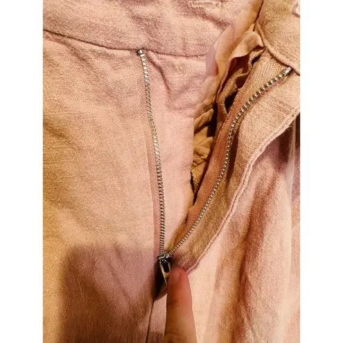 EN SAISON Dusty Pink Linen Style Front Zipper Macey Trousers Pants Size Small