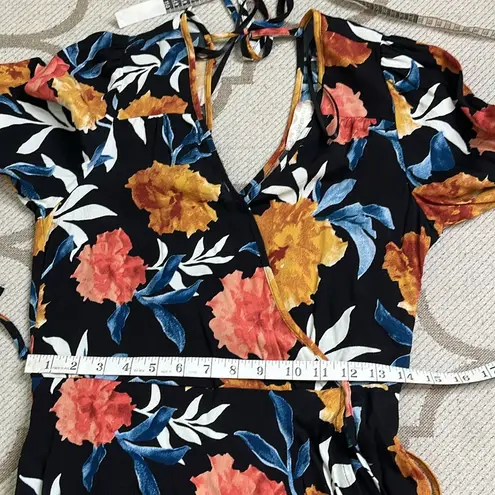 Band of Gypsies  No Woman No Cry Maxi Dress Faux Wrap LS Hi Lo Ruffle Hem,size S