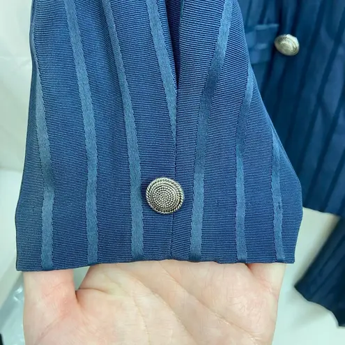 Vintage Whirlaway Frocks women's navy blue striped double breasted pantsuit 16P