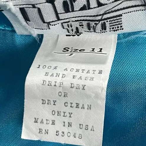 Vintage Top Dress Size XL Blue Long Made in USA Accordion Back Pleat Y2K RARE Blue