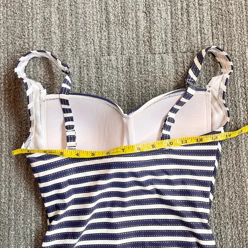 NipTuck Swimsuit One Piece Navy Blue White Stripes Multi Fit Cup 6