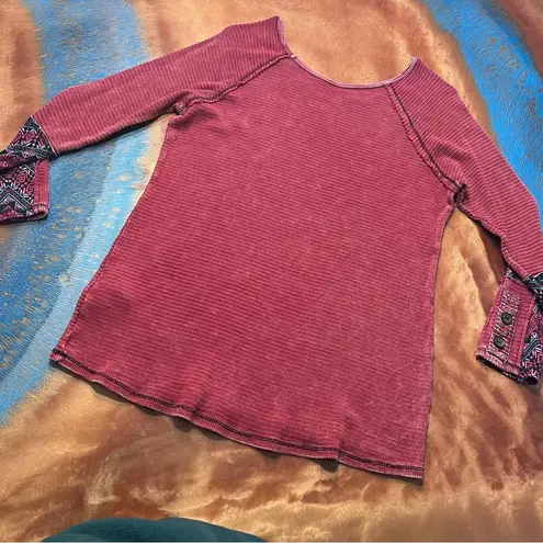 Soft Surroundings Soft Surrounding Tao Geometric Button Cuff Thermal long Sleeve Top small