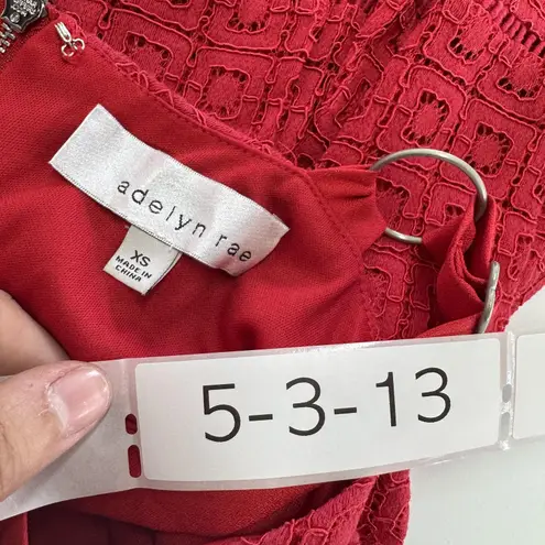 Adelyn Rae Dress Womens Extra Small Red Sleeveless Fit Flare Crochet Lace Lined