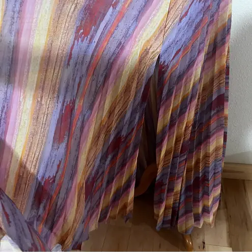 AMUR Janet pleated halter cutout maxi dress in rainbow multi 10 Pink thumbnail 6