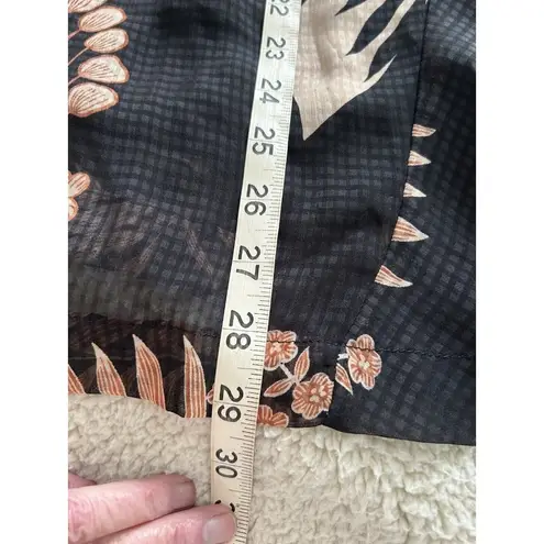 Estelle Capri Sunset Print Top Plus Size Black Floral Print Shark Bite Hem 14W