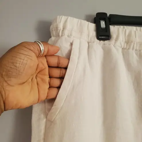 Charter Club White 100% Linen Wide Leg Drawstring Pants XL