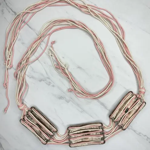 Womens Chunky Shell Chip Studded Tie Belt Boho Medium (M) Large (L) ✨ Pink