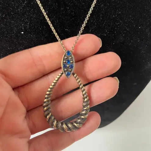 None Medieval Fantasy Egyptian Teardrop Rope Pendant Necklace Blue Stones Extender