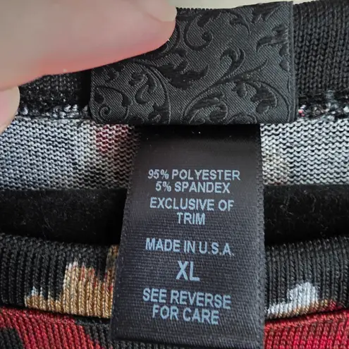 Daytrip  Red Black Southwest Aztec Geometric Long Sleeve Blouse Suze XL