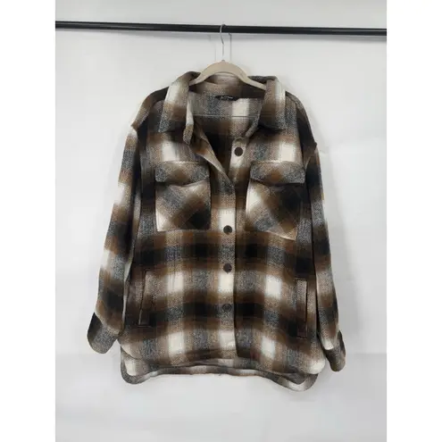 Members Mark Plaid Shacket Women XL Brown Western Cabincore Outdoor Academia