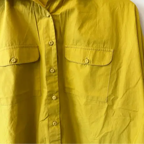 Mirth Kyoto Oversized Long Sleeve Button Down Yellow Shirt 100% cotton Size XS
