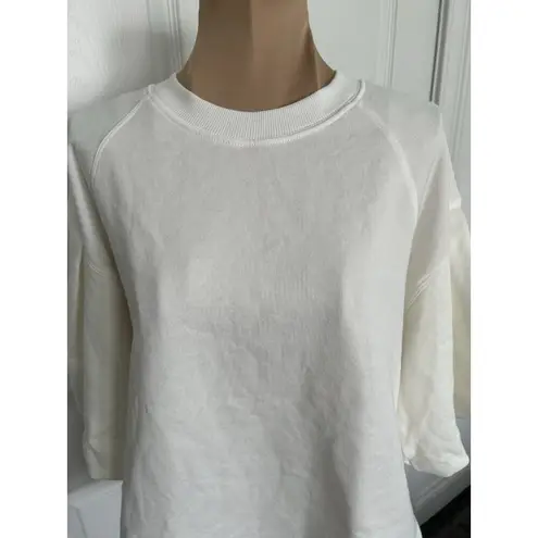 Madewell  Womens Short Puff Sleeve Crew Neck Boxy Sweatshirt Tee White Size S - Image 2
