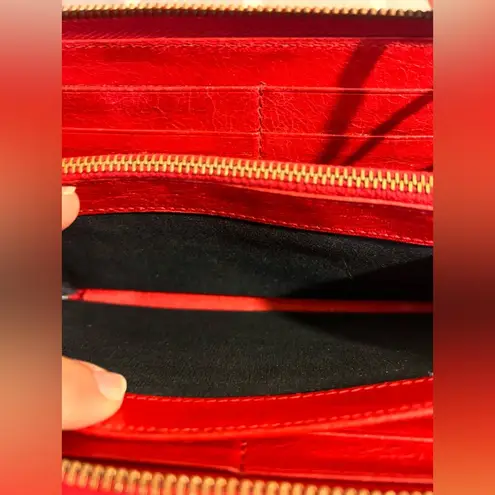 Balenciaga Paris Red Iconic Wallet luxury leather zip around luxury leather