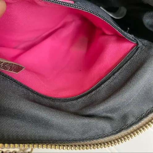 Elliot Lucca Messina silver metallic pewter leather 3 zip crossbody bag purse