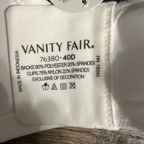 Vanity Fair Beautiful Benefits Underwire Star White Bra Style 76380- Size 40D