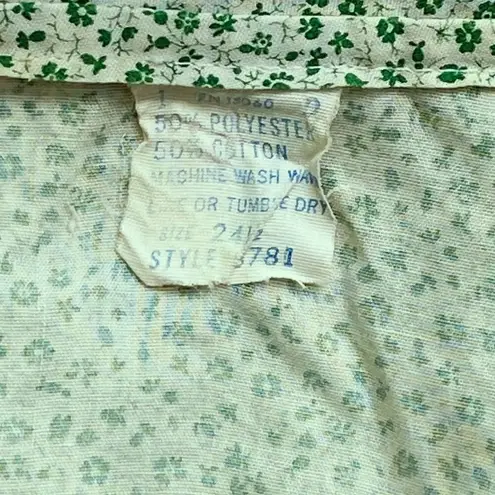VINTAGE Green Floral Calico Cotton Robe Zip Up Duster with Pockets Size undefined
