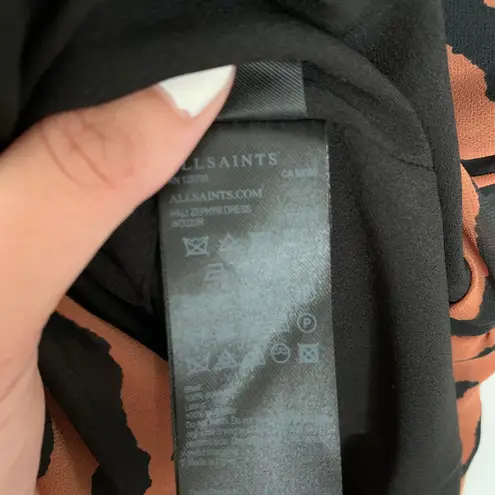 ALL SAINTS Hali Zephyr Zebra Print Mini Ruched Dress Womens 4