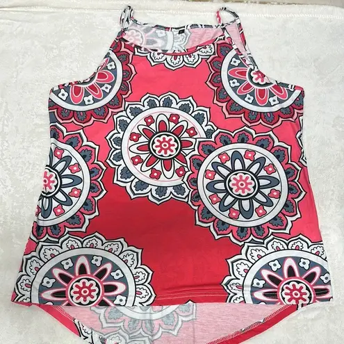 Mandala Print Pink Sleeveless Top Size L