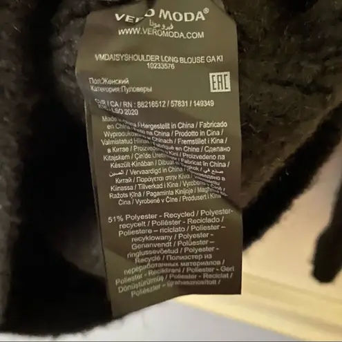 VERO MODA Sweater vmdaisyshoulder long blouse Black Crewneck Neutral Casual Cute