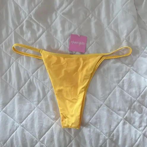 Awful Bitter Womens Size Large Classic Bikini Bottom Thong Yellow Summer Beach