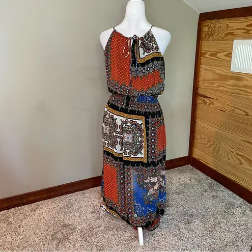 Sweet Storm Multicolor Sleeveless Patterned Maxi Dress Medium