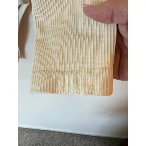 OQQ Long Sleeve Half Zip Mock Neck Ribbed Bodysuit Yellow Women's Size Large